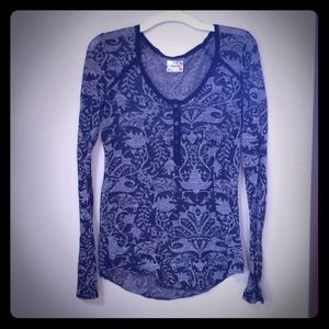 Sheer Black and Gray Free People Long Sleeve